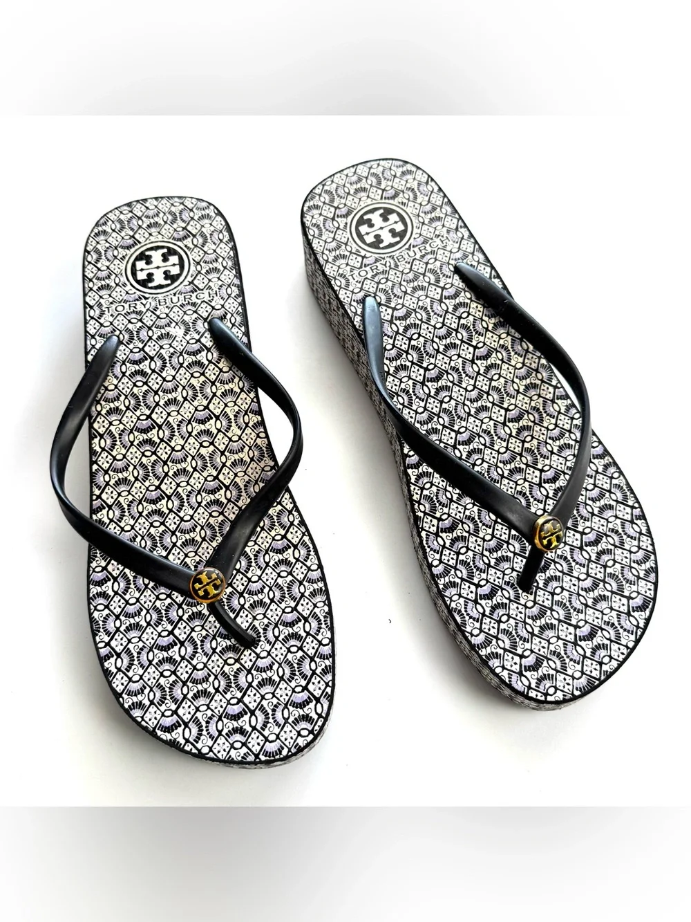 Tory Burch Thandie Wedge Flip-flop Thong Sandals Y2K Casual Women’s Sz 10.5-11 - Picture 2 of 7